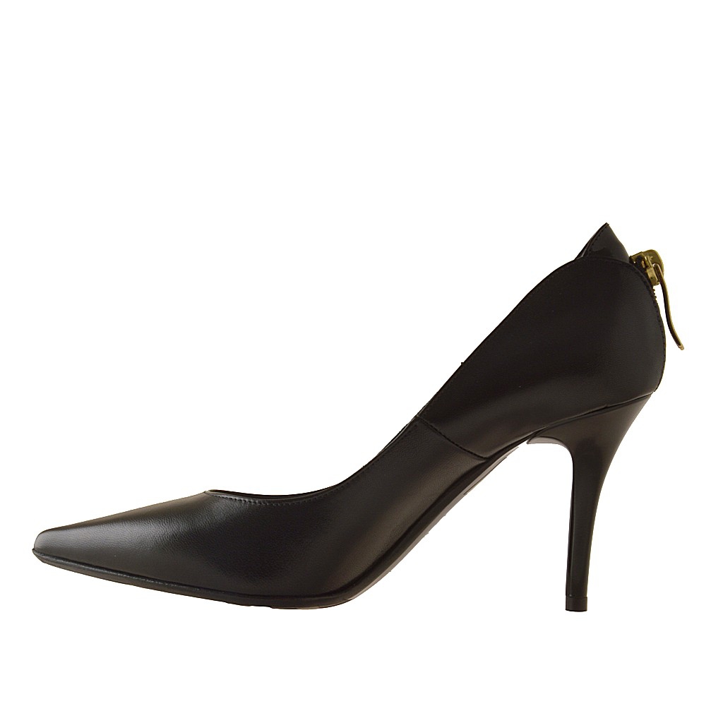 scarpa-da-donna-decolt-con-zip-in-pelle-colore-nero-tacco-9-0504a293